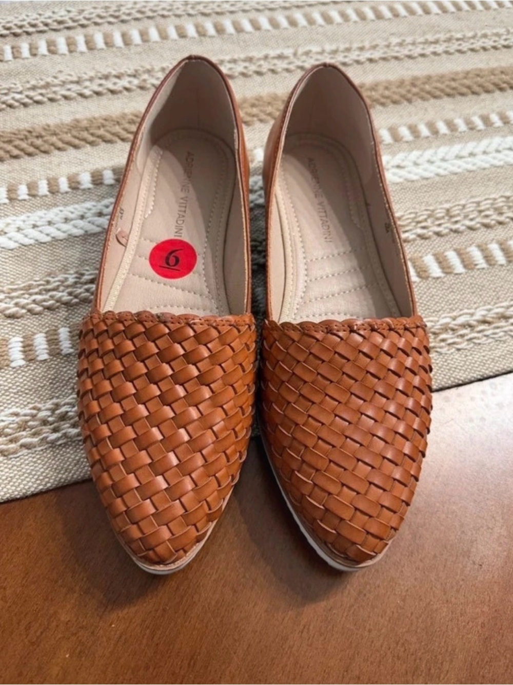 Adrienne Vittadini Women's Lexie
Cognac Woven Pointed Loafers -
Size 6M